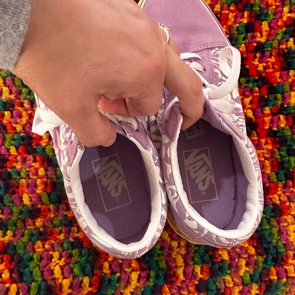 🦄Vans Purple and White Swirly Trippy Chekered Stackform Platform Sneakers🦄 - Picture 6 of 8